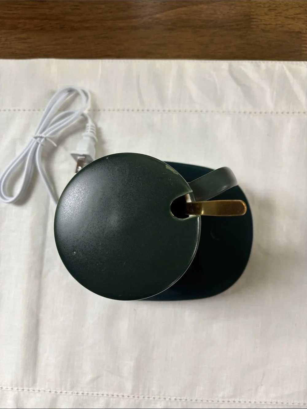 Tease Electric Mug Warmer Set in Deep Green with Lid and Spoon